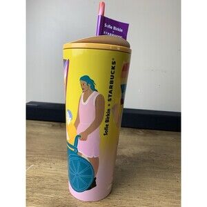 Starbucks x Sophie Birkin 24 oz Metal Cup Tumbler With Straw New
